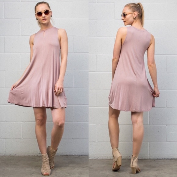 SUMMER SALE!!! Flirty Mauve Summer Dress with Slit - Picture 2 of 3